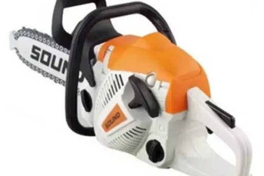 Játék láncfűrész védőszemüveggel - sárga és szürke