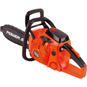 Játék láncfűrész védőszemüveggel - piros